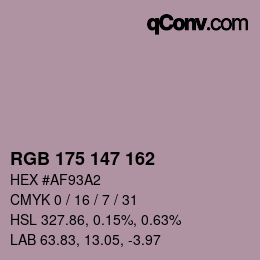 Color code: RGB 175 147 162 | qconv.com