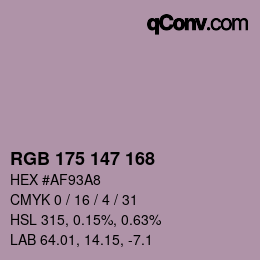 Código de color: RGB 175 147 168 | qconv.com
