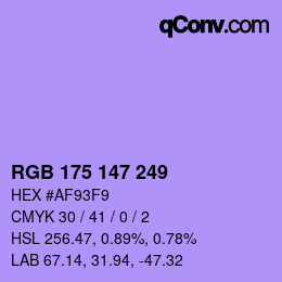 Color code: RGB 175 147 249 | qconv.com