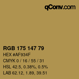 Color code: RGB 175 147 79 | qconv.com