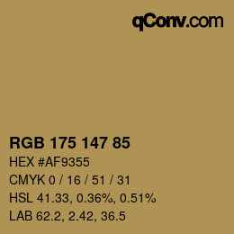 Color code: RGB 175 147 85 | qconv.com
