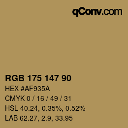 Color code: RGB 175 147 90 | qconv.com