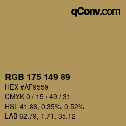 Color code: RGB 175 149 89 | qconv.com