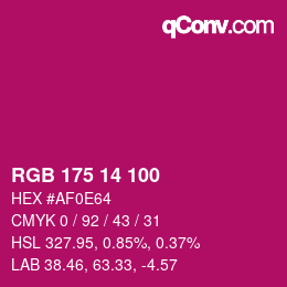 Color code: RGB 175 14 100 | qconv.com