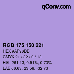 颜色代码: RGB 175 150 221 | qconv.com
