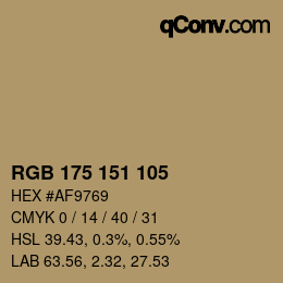 Color code: RGB 175 151 105 | qconv.com