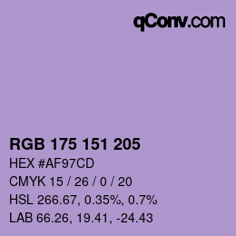 Color code: RGB 175 151 205 | qconv.com
