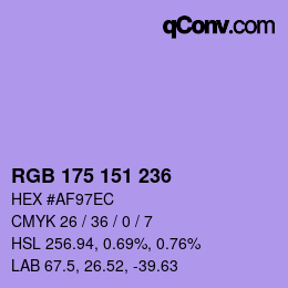 Color code: RGB 175 151 236 | qconv.com