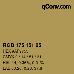 Color code: RGB 175 151 85 | qconv.com