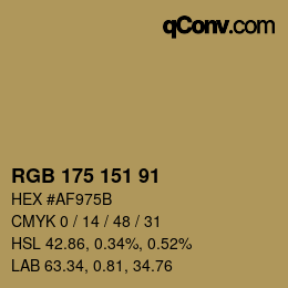 Color code: RGB 175 151 91 | qconv.com