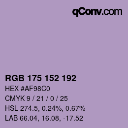 カラーコード: RGB 175 152 192 | qconv.com