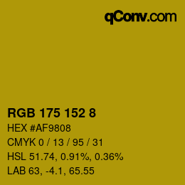 Color code: RGB 175 152 8 | qconv.com