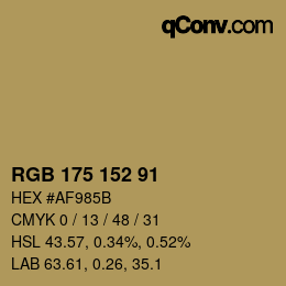 Color code: RGB 175 152 91 | qconv.com