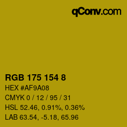 Color code: RGB 175 154 8 | qconv.com