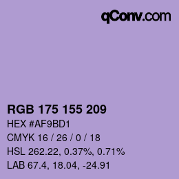 Color code: RGB 175 155 209 | qconv.com