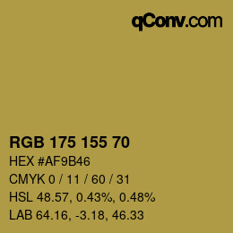 カラーコード: RGB 175 155 70 | qconv.com