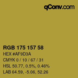 カラーコード: RGB 175 157 58 | qconv.com