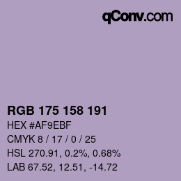 Color code: RGB 175 158 191 | qconv.com