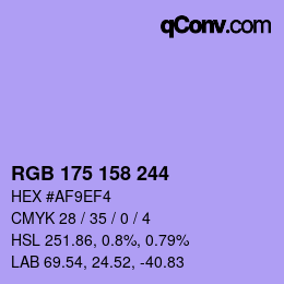 Color code: RGB 175 158 244 | qconv.com