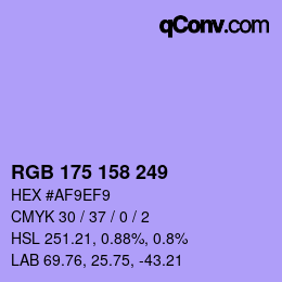 Color code: RGB 175 158 249 | qconv.com