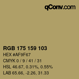 カラーコード: RGB 175 159 103 | qconv.com
