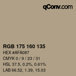 Color code: RGB 175 160 135 | qconv.com