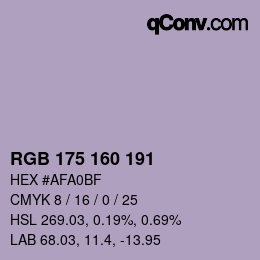 Color code: RGB 175 160 191 | qconv.com