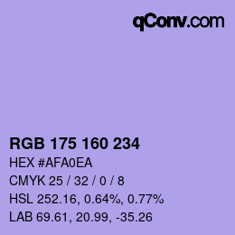 Color code: RGB 175 160 234 | qconv.com