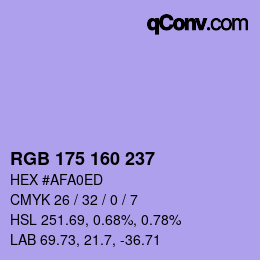 Color code: RGB 175 160 237 | qconv.com