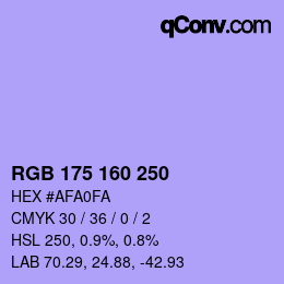 Color code: RGB 175 160 250 | qconv.com