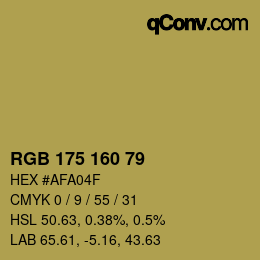 カラーコード: RGB 175 160 79 | qconv.com