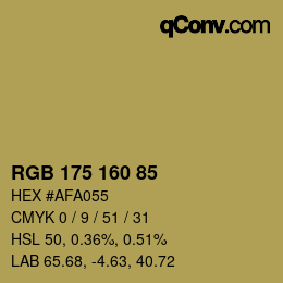 Color code: RGB 175 160 85 | qconv.com