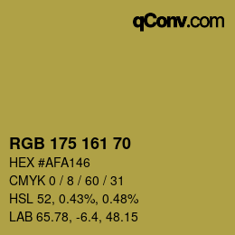 Color code: RGB 175 161 70 | qconv.com