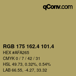 カラーコード: RGB 175 162.4 101.4 | qconv.com