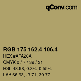 カラーコード: RGB 175 162.4 106.4 | qconv.com