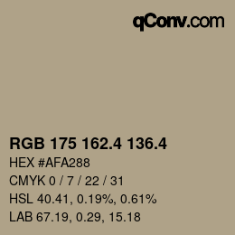 カラーコード: RGB 175 162.4 136.4 | qconv.com