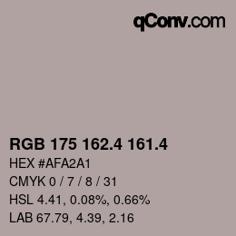 カラーコード: RGB 175 162.4 161.4 | qconv.com