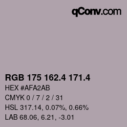 カラーコード: RGB 175 162.4 171.4 | qconv.com