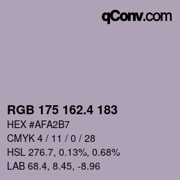カラーコード: RGB 175 162.4 183 | qconv.com
