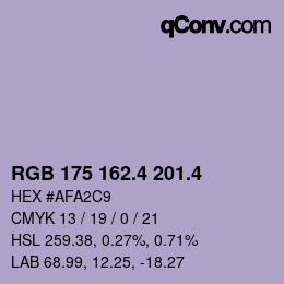 カラーコード: RGB 175 162.4 201.4 | qconv.com
