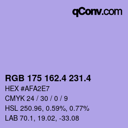 カラーコード: RGB 175 162.4 231.4 | qconv.com