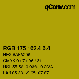 カラーコード: RGB 175 162.4 6.4 | qconv.com