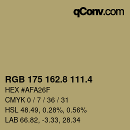 カラーコード: RGB 175 162.8 111.4 | qconv.com