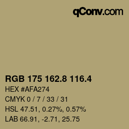 カラーコード: RGB 175 162.8 116.4 | qconv.com
