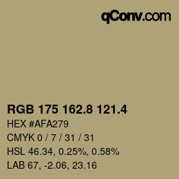 カラーコード: RGB 175 162.8 121.4 | qconv.com