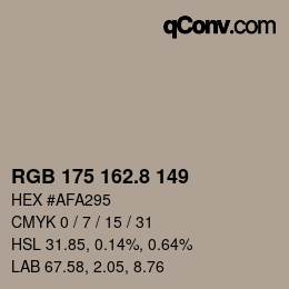 Color code: RGB 175 162.8 149 | qconv.com
