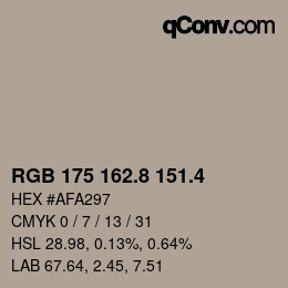 カラーコード: RGB 175 162.8 151.4 | qconv.com