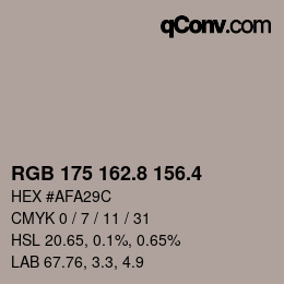 カラーコード: RGB 175 162.8 156.4 | qconv.com
