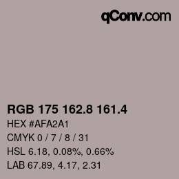 カラーコード: RGB 175 162.8 161.4 | qconv.com