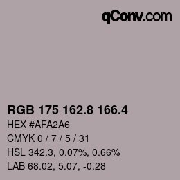 カラーコード: RGB 175 162.8 166.4 | qconv.com